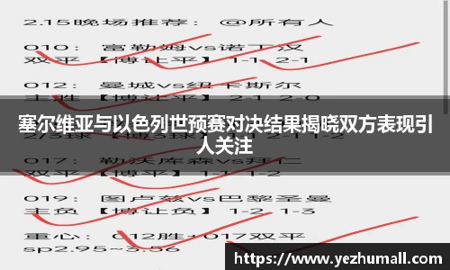 塞尔维亚与以色列世预赛对决结果揭晓双方表现引人关注